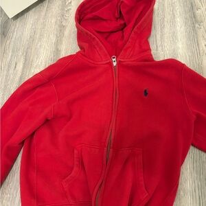 Polo by Ralph Lauren Red Hooded Sweatshirt with Full Zipper